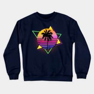 Colorful 80s Retro Palm Tree Vintage Sunset Crewneck Sweatshirt